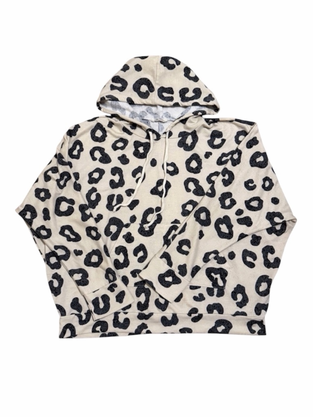 HOPELY Oversized Leopard Print Long Sleeve Top with Hood